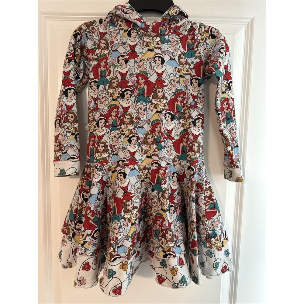 Custom Disney Chistmas Princess Hooded Warm Knit Dress Handmade GIRLS 6
